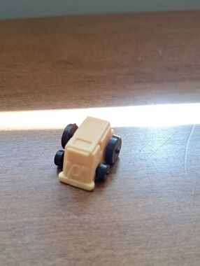 Small Cream Toy Car with Black Wheels - Kids Toy Vintage